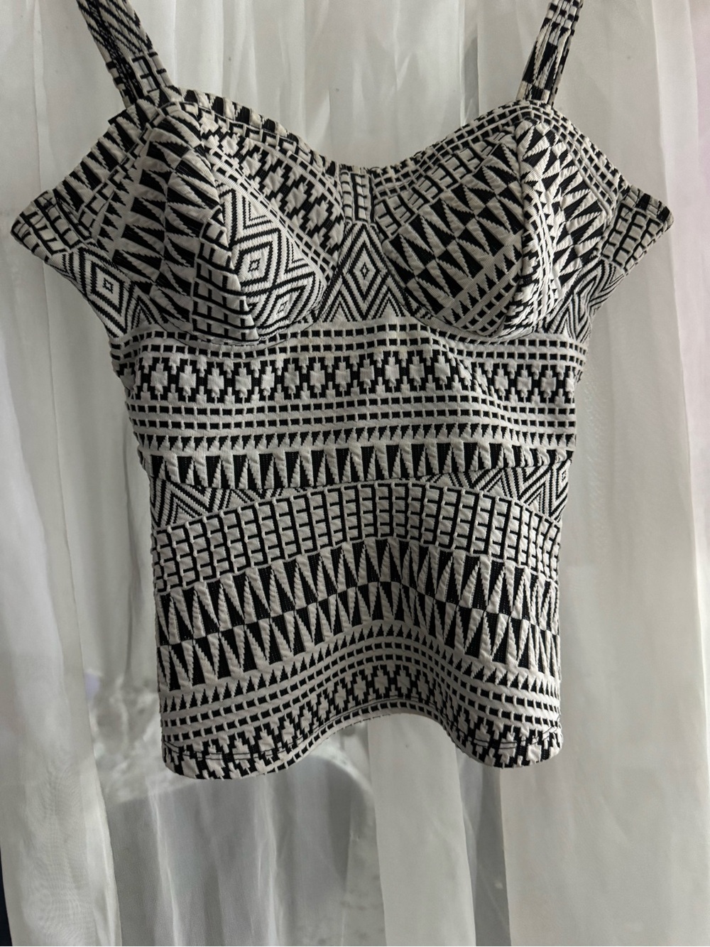 Structured Black and White Strap Bustier Top